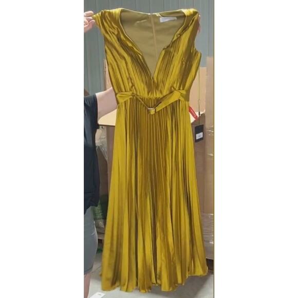MAC DUGGAL 26483 Pleated Cap Sleeve Satin Midi Gown Size 6 New w/ Tag MSRP $338 - Picture 12 of 16